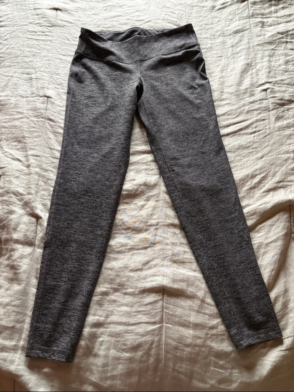 Old Navy Active Charcoal & Light Gray Striped Leggings